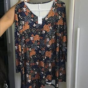 Sea Coral Print plus Size Blouse